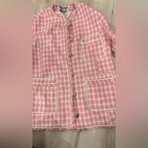 Pink and White Tweed Blazer